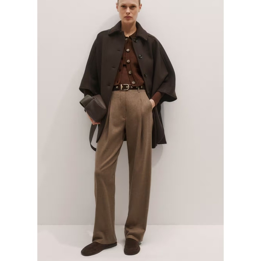 ME+EM Pleat Front Tailored Tapered Trouser Camel Melange Wool Blend US 2S NWT
